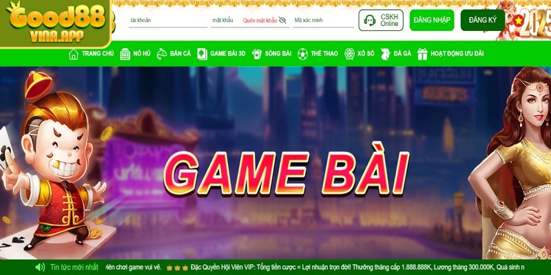 Game bài Good88 đa dạng với hình thức ăn thưởng cao